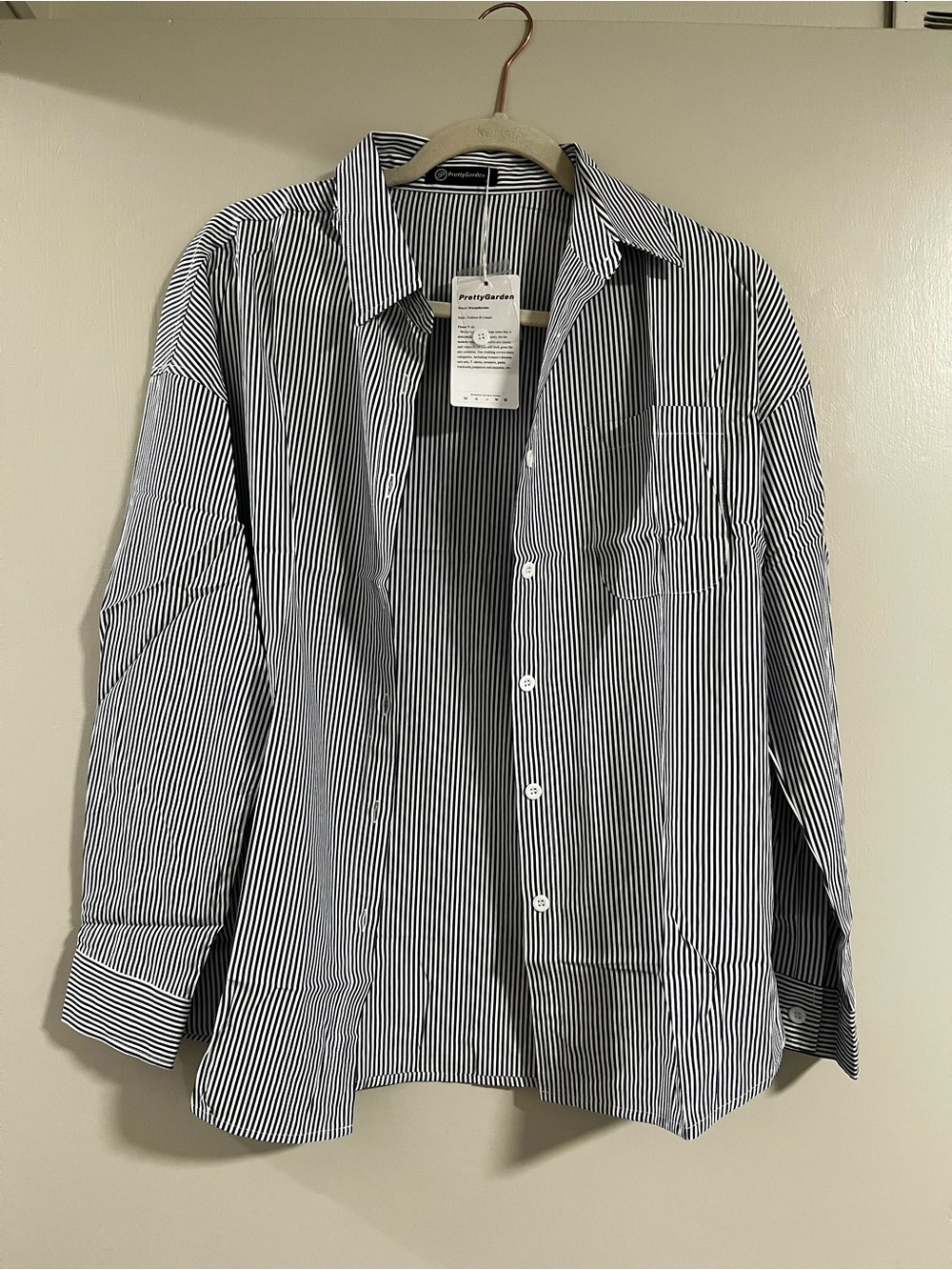Pretty Garden Women's Blue & White Striped Button-Down Shirt